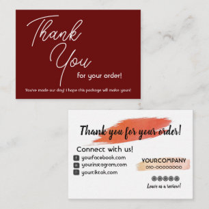 Maroon Gracias Por Su Tarjeta De Nota De Pedido