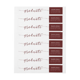 Maroon Graduate Script Moderno Wrap Alround Label