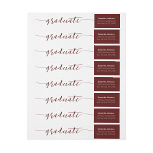 Maroon Graduate Script Moderno Wrap Alround Label