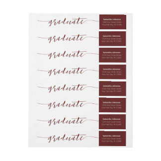 Maroon Graduate Script Moderno Wrap Alround Label