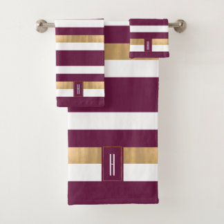 Maroon monogramado moderno a rayas