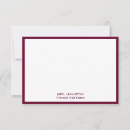 Maroon School Colors Teacher Gracias Cartas De Not