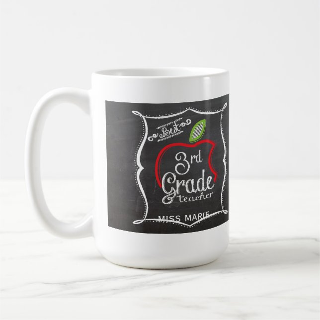 Marque la 3ro taza de café con tiza personalizada (Izquierda)