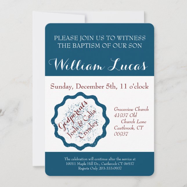 Marque la invitación del bautismo (Anverso)