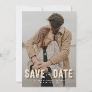 Marquee Lights Photo Save the Date Invitación