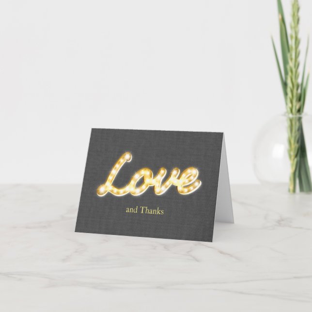 Marqués Luces Gracias Tarjeta Gray Burlap (Anverso)