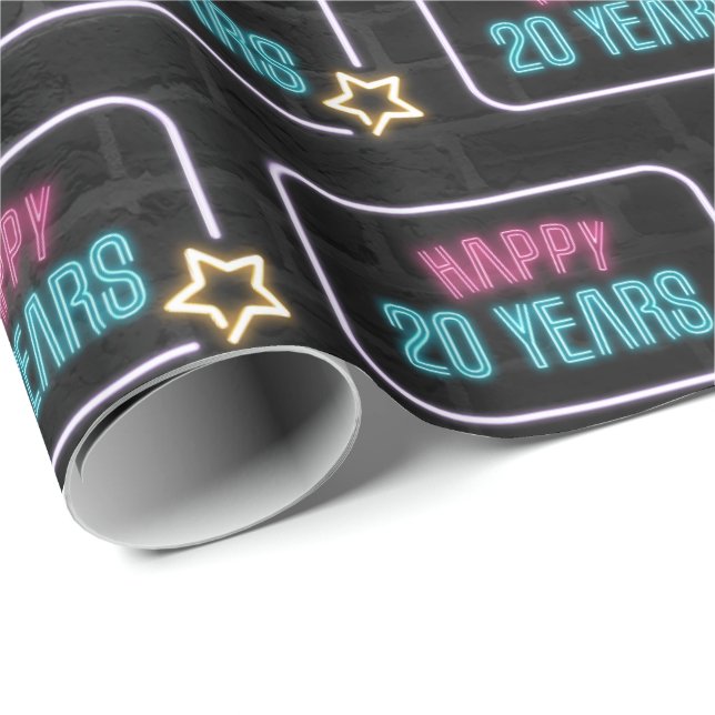 Marquesina De Cumpleaños Neón 20 Sobre Papel De En (Esquina del rollo)