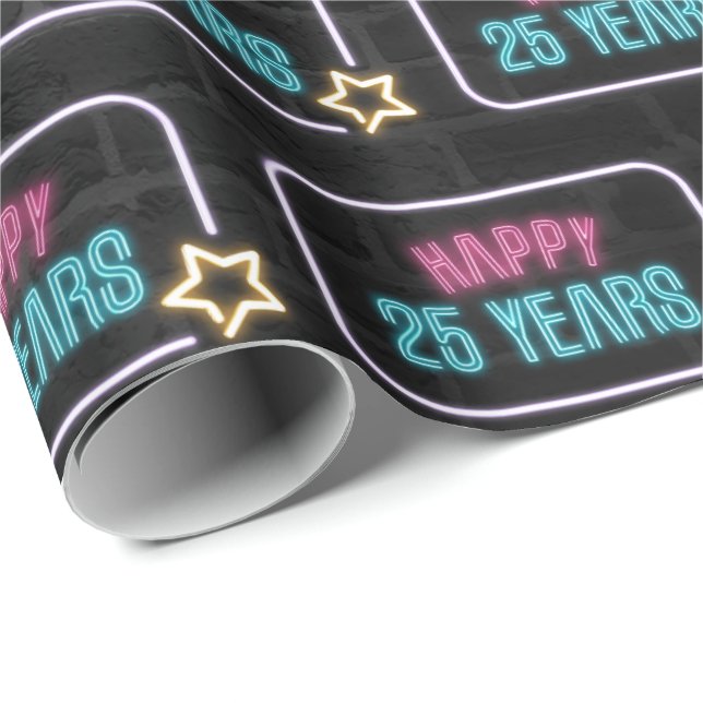 Marquesina De Cumpleaños Neón 25 Sobre Papel De En (Esquina del rollo)