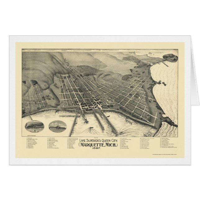 Marquette, mapa panorámico del MI - 1897 (Anverso (Horizontal))