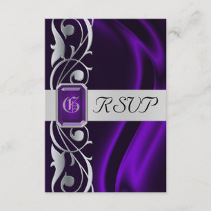 Marquis Purple Silk Silver Scrol Pearl Rsvp