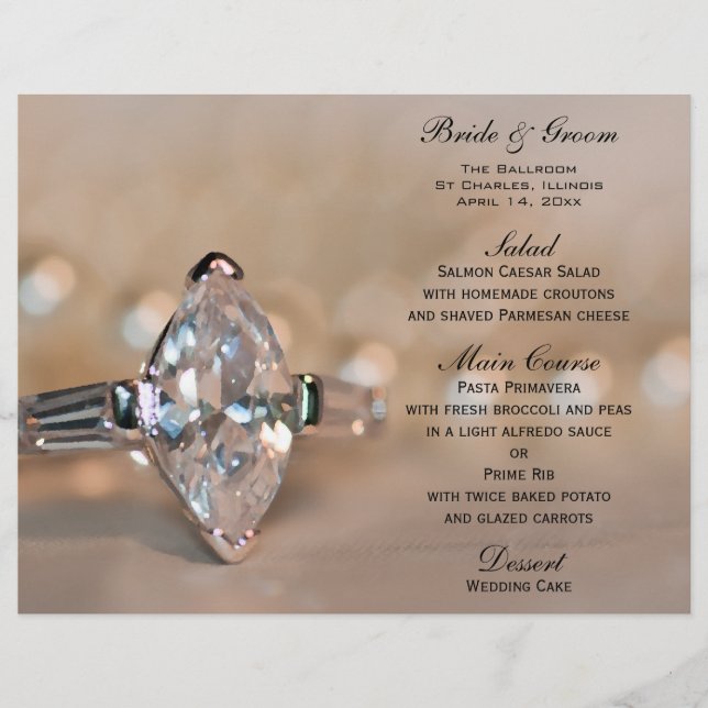 Marquise Diamond Ring Boda Menu (Anverso)