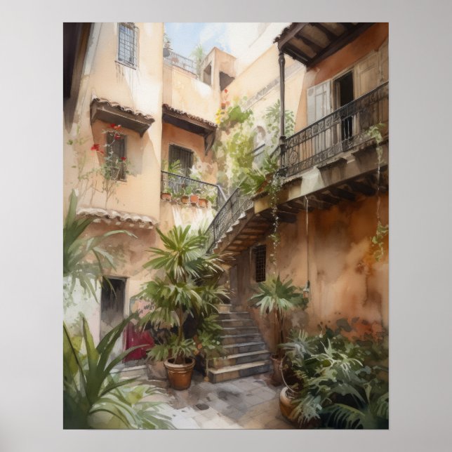 Marrakech Riad Marruecos pintando arte Poster de i (Frente)