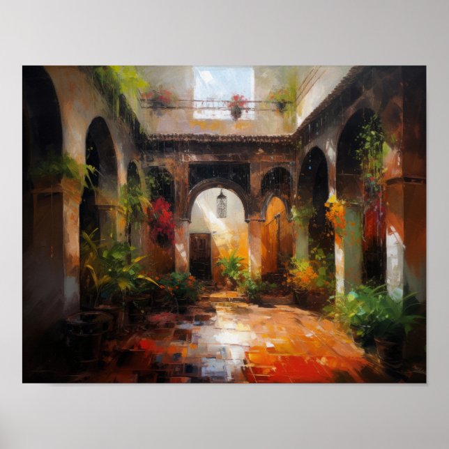 Marrakech Riad Marruecos pintando arte Poster de i (Frente)