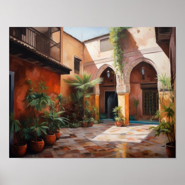 Marrakech Riad Marruecos pintando arte Poster de i (Frente)