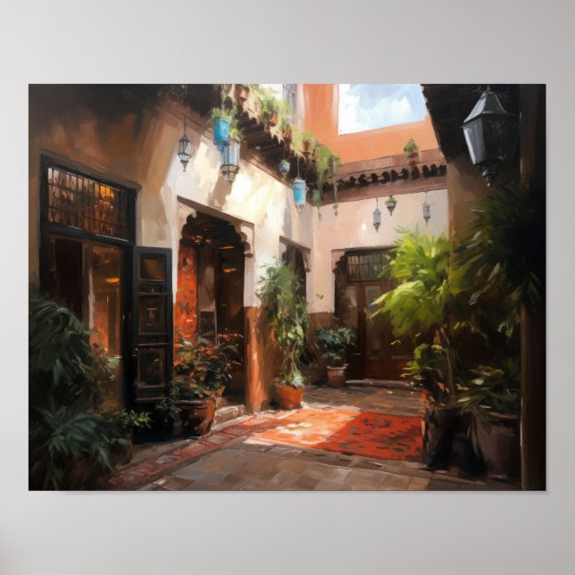 Marrakech Riad Marruecos pintando arte Poster de i (Frente)