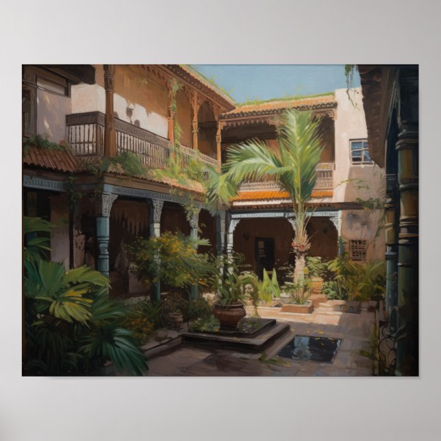 Marrakech Riad Marruecos pintando arte Poster de i (Frente)