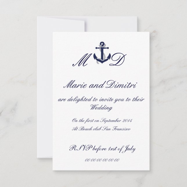 Marriage náutico invitación (Anverso)