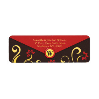 Marrón Amarillo Floral Swirls Retorno Etiquetas De