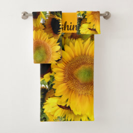 Marrón amarillo girasol toalla set baño amarillo