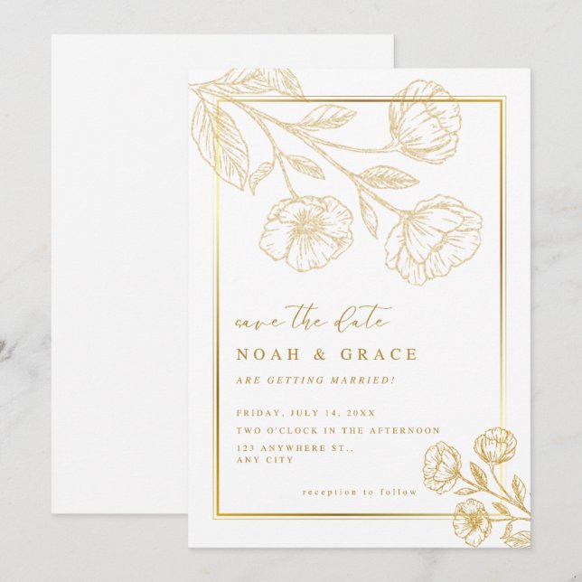 Marrón Blanco Moderno Guardar La Invitación De Fec (Anverso / Reverso)