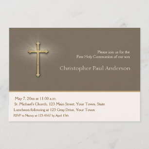 Marrón claro, cruz del oro, invitación religiosa