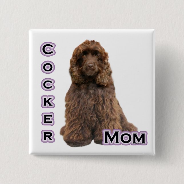 Marrón Cocker Spaniel Mom 4 - Botón (Anverso)