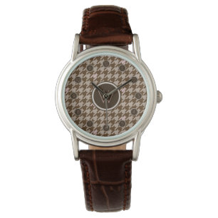 Marrón con reloj de pulsera con acento dorado Rosa