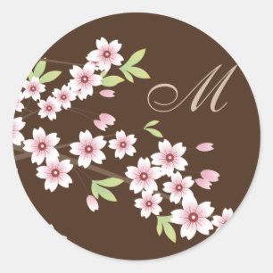Marrón con Sellos para sobres de flores de cerezo