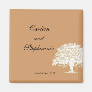 Marrón de árbol de primavera/Favor de imán blanco