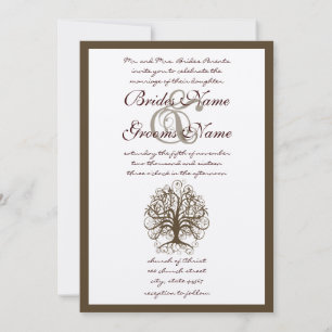 Marrón giratorio raíz de invitación a matrimonio d