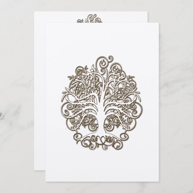 Marrón giratorio raíz de invitación a matrimonio d (Anverso / Reverso)