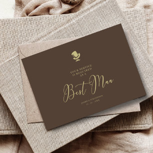 Marrón Mejor Hombre Boda de Moda Simple Tarjeta de