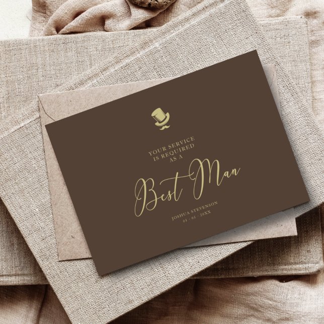 Marrón Mejor Hombre Boda de Moda Simple Tarjeta de (Subido por el creador)