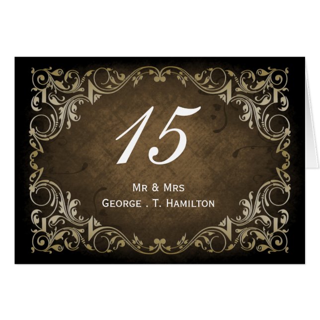 Marrón Ornamental Rústico Y Boda De Oro (Anverso (Horizontal))