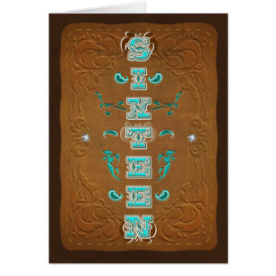 Marrón rústico occidental y turquesa DIECISÉIS 16