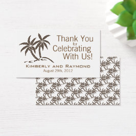 Marrón Tropical Twin Palm Trees Boda Etiquetas Fav