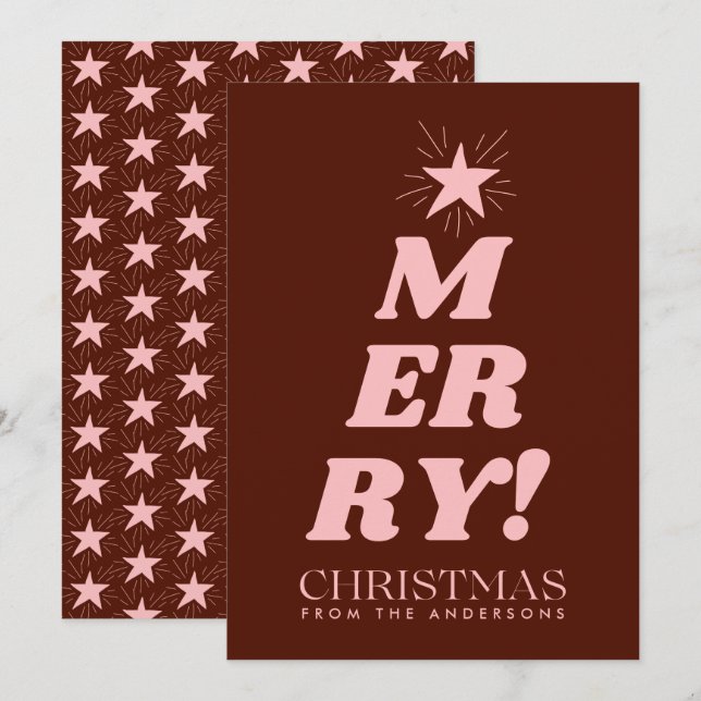 Marrón y rosa Feliz Navidad No foto (Anverso / Reverso)