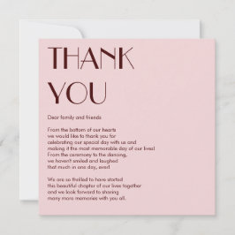 Marrón y rosa pálido boda moderno tarjeta de agrad