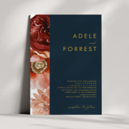 Marsala Autumn Floral | Invitación a la boda naval