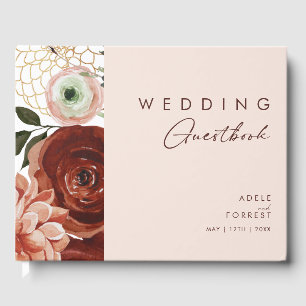 Marsala Autumn Floral   Libro de invitados para Bo