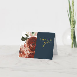 Marsala Autumn Floral | Tarjeta de agradecimiento 