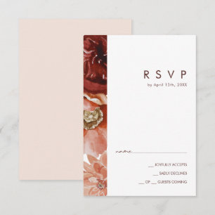Marsala Autumn Floral   Tarjeta RSVP de Rubor