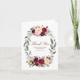 Marsala Borgoña Floral Boda Agradecimiento