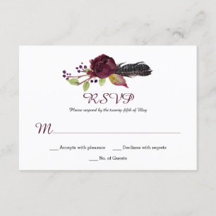 Marsala Borgoña Roses rojos blancos Boho RSVP