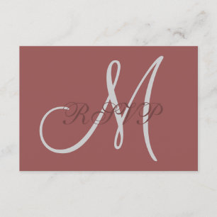 Marsala Elegant Wedant RSVP Card con Monograma
