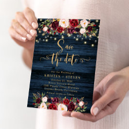 Marsala Floral & Navy Guardar La Invitación De Fec