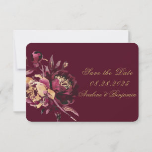 Marsala Gold Pintado Peony Salva las tarjetas de f