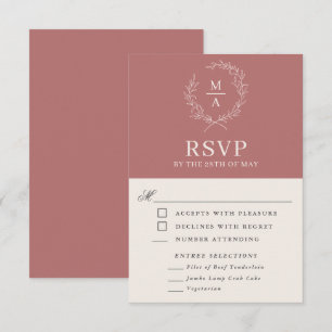 Marsala Monograma sencillo elegante RSVP con comid
