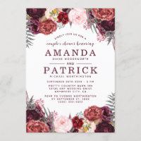Marsala Peony Fall Boho Parejas Invitaciones a la 