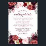 Marsala Peony Fall Wedding Insertar Tarjetas de re<br><div class="desc">Marsala Peony Fall Wedding Insertar Tarjetas de Recepción - incluye estas tarjetas de detalle para informar a sus huéspedes de la ubicación de su recepción, el cronograma de la recepción y la información del hotel para facilitar la planificación. El diseño tiene un fondo azul blanco con varias peonías, rosas y...</div>